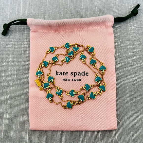Kate Spade Gold “Spade to Spade” Long Necklace in Teal - Picture 5 of 5